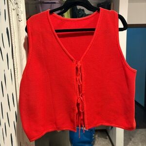 Sleeveless Red Knit Top